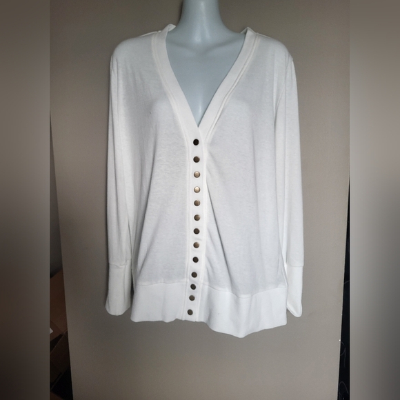 nenona Tops - Nenona White Snap Button-Down Women's Top, Size Large